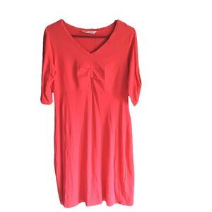 Woolrich Pink Coral 3/4 Sleeve V-Neck Knee Length A-Line Dress Size Medium